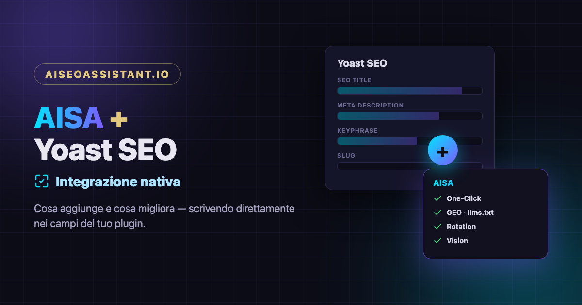 Integrazione AISA + Yoast SEO: cosa aggiunge e cosa migliora